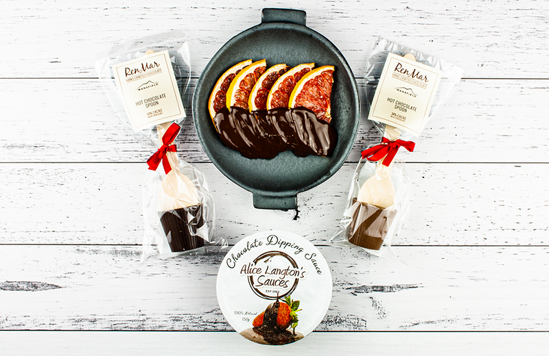 Choc Break - Chocolate Dipping Sauce, Blood Orange Slices & Choc Spoons