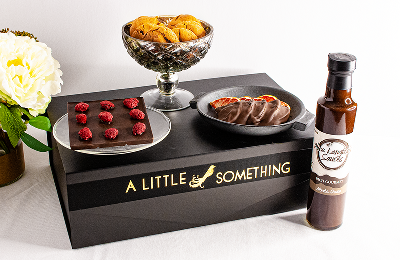 Choc Timeout - Mocha Sauce, Triple Choc Biscuits, Raspberry Dark Choc Slab and Blood Orange Slices