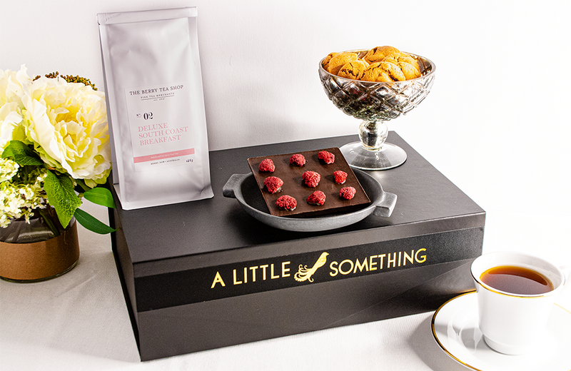 Tea Timeout - Deluxe South Coast Tea with Triple Choc Biscuits & Raspberry Dark Choc Slab